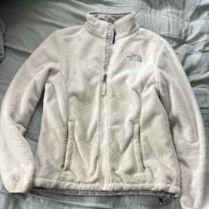 White fuzzy zip up north face small